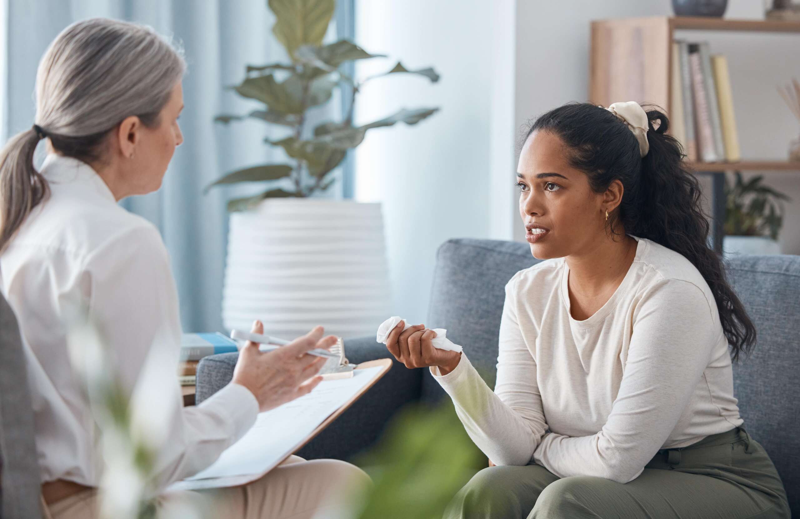 A woman in San Diego schizoaffective disorder treatment.